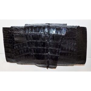 Nevalia Genuine Hornback Crocodile Black Wrap Clutch Bag‎